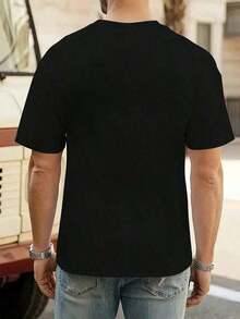 playeras de hombre Manga corta 100% algodón puro 200 gramos de peso ropa de hombre Sudaderas deportivas al aire libre de moda casual gym regalos para hombre día  padre Playa Ligero y transpirable  Estampado popular - Negro - Ver 3