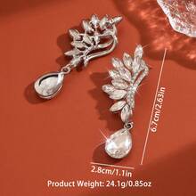 1 Pair Elegant Crystal Rhinestone Waterdrop Dangle Earrings, Suitable For Wedding, Party, Banquet, Gift For Wife/Girlfriend - Plant Water Drop Earrings - View 4