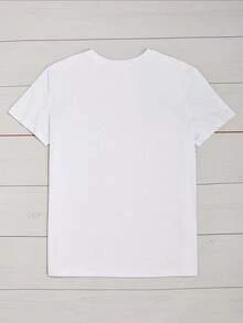 Camiseta de Cuello Redondo con Estampado de Perro, Edición Limitada, Top Casual de Manga Corta para Primavera/Verano, Algodón Ligero para Mujer. - Blanco - Ver 3