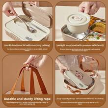 Hộp cơm bento 5 ngăn bằng thép không gỉ 1500ml họa tiết chuột nước, hộp cơm trưa di động dung tích lớn kèm dụng cụ ăn uống và bát súp, hộp đựng thức ăn cách nhiệt chống rò rỉ, an toàn khi sử dụng trong máy rửa chén và lò vi sóng, phù hợp cho học sinh và người lớn sử dụng tại nhà, trường học, văn phòng, cắm trại ngoài trời, dã ngoại, du lịch, chuẩn bị cho năm học mới. - Nhiều màu - Xem 7