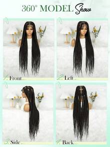A ANYTIME High Quality HD Full Lace Large Braided Wig, Single Layer High Definition Full Lace Handmade Large Corn Braid Wig, Large Partition Braided Headband Wig, Goddess Fashion Wig - Multicolor - View 9