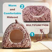 Leopard Print Spotted Decorative Small Pet Bed, Suitable For Hamsters, Guinea Pigs, Rabbits, Removable & Washable Small Animal Winter Sleeping House - A - View 5