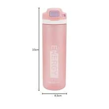 Nuvó Botella Deportiva Con Muñequera Y Popote Silicón, Botella Agua "Energy", Varios Colores, Tapa  PushUp, Colección Sport, Para Gimnasio, Trabajo, Escuela, Capacidad 650 Ml Rosa - Rosa - Ver 6