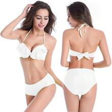 2026 New Push-Up Bikini Plus Size S-2XL Swimsuit With Ruffle Trim - Yellow - View 6