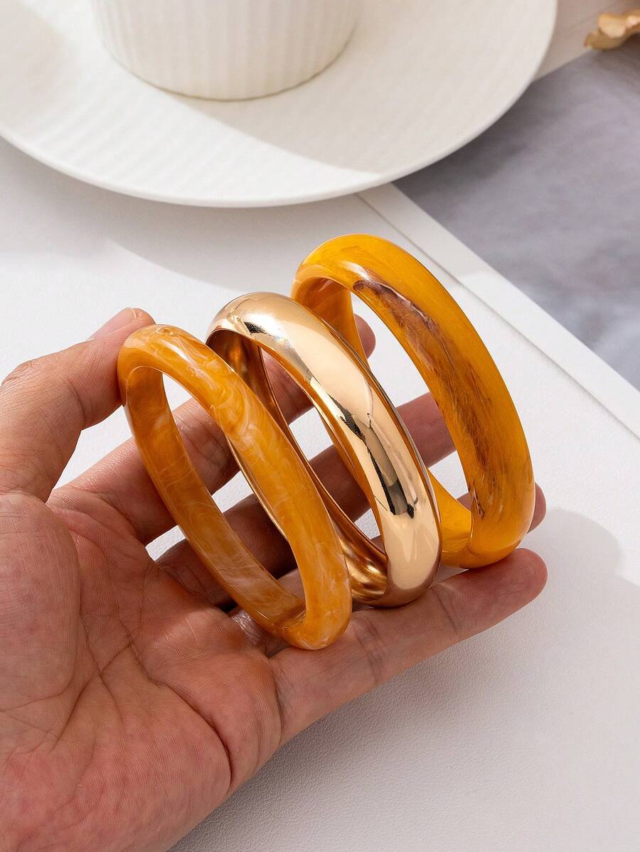 3 Design Inspired Circular Resin Bracelets With Personalized Layering, Suitable For Daily Wear And Gift Giving - Multicolor - View 1