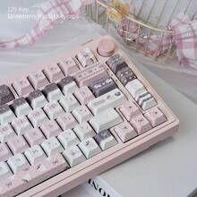 草莓兔主题键帽，OEM高度，PBT材质，双色注塑热升华工艺，适用于机械键盘 - 查看 5