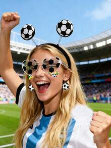 1/2pcs Football Match Headband Set, Football Headband Cheering Prop With Football Glasses Accessory, Sports Headwear For Match Day, Fan Club, Sports Enthusiast, 2026 Gala Night Team Member Party Gift, Photo Prop, Party Supplies - Multicolor - View 6