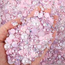 Mixed Half-Round Pearl Resin Rhinestone Flat Pearls, DIY Jewelry Craft Materials, Suitable For Phone Cases, Makeup Mirrors, Cups, Shoes Decoration - A - View 4
