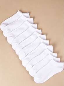 Multi-Size 2-30 Pairs Pure White Low-Cut Socks, Breathable Moisture-Wicking Odor-Resistant Knitted Socks, Unisex, Elastic Comfortable All-Season Foot Socks, Suitable For Fitness Yoga Business Daily Wear - Multicolor - View 1