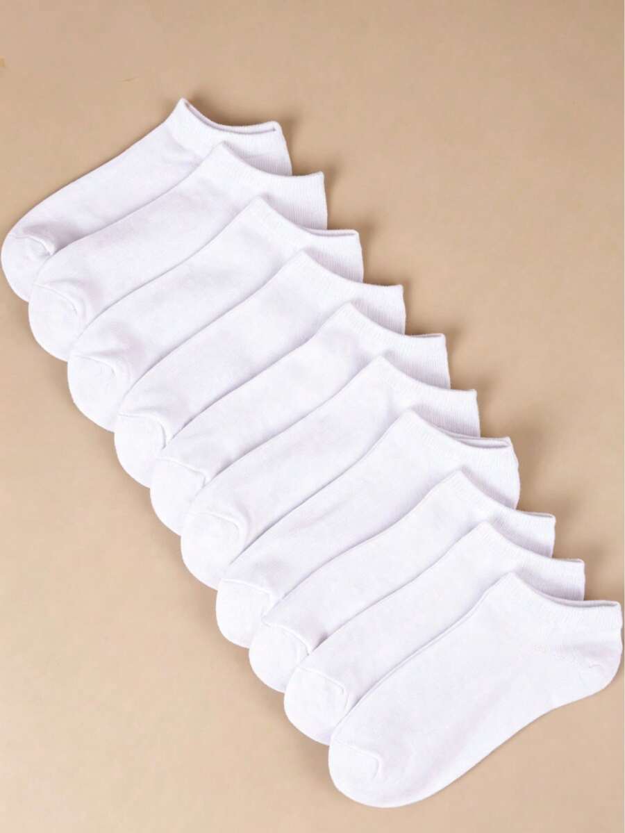 Multi-Size 2-30 Pairs Pure White Low-Cut Socks, Breathable Moisture-Wicking Odor-Resistant Knitted Socks, Unisex, Elastic Comfortable All-Season Foot Socks, Suitable For Fitness Yoga Business Daily Wear - Multicolor - View 1
