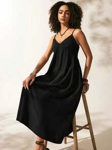 MEXEaselle Vestido de tirantes sólidoMEX 5JVS - Negro - Ver 5