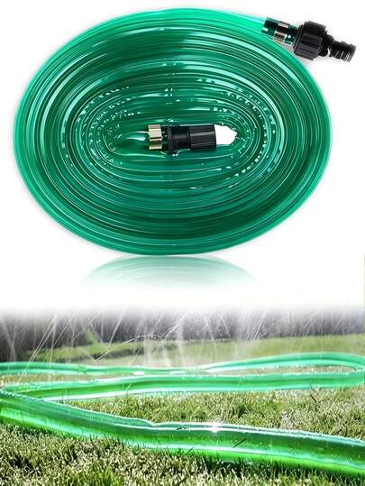 1 Set 3-22.5m Drip Irrigation Hose, Soft PVC Material, Lightweight, 70% Water-Saving, Mist Spray, Suitable For Trampoline, Flower Beds, Lawns, Outdoor Cleaning, Cooling, Essential Gardening Irrigation Tool For Hobbyists