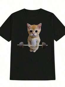 Camiseta gráfica divertida de gato para hombres - Tela suave y transpirable, camiseta resistente a las arrugas y lavable en máquina - Camiseta negra con diseño de gatito naranja - Ideal para el gimnasio, ropa casual, regalos - Top ligero de verano para amantes de los gatos, camisetas de gimnasio, ropa de fiesta, diseño divertido, ajuste cómodo, ropa de viaje, cuello redondo, material duradero, camiseta de manga corta, entusiastas del fitness, camiseta de gato de gimnasio, camiseta para hombres, sudadera 100% algodón pesadoblusas para mujer playeras de mujer vestidos casuales para mujer y2k playeras deportivas para mujer verano camisetas ropa de mujer Fashion Perfect For Daily - Negro - Ver 6