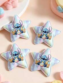Disney 4pcs Cute Stitch Star Hair Clips, Versatile Party Gift, Birthday Decoration, Back To School, Daily Wear Hair Accessories - Multicolor - View 4