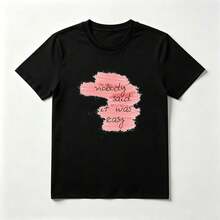 Acuarela Rosa Playera de Algodón Negro con Diseño Inspirador - Negro - Ver 1