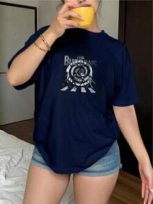 Camiseta de manga corta para mujer, nuevo modelo 2026.Ideal para looks informales, perfecta como regalo de cumpleaños o para cualquier festividad para mujeres y adolescentes.Estilo artístico, diseño moderno, tejido transpirable, camiseta estampada, para amantes del arte, declaración de moda, corte cómodo, top de moda, moda. - azulreal - Ver 6