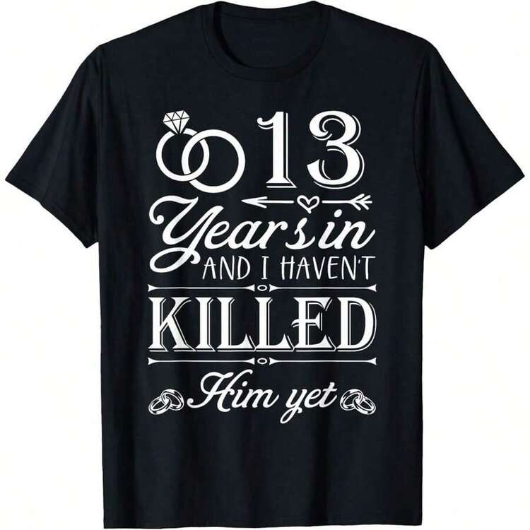 Matching Couple T-Shirts: 23 Years Of Eternal Love, 23rd Wedding Anniversary, Breathable And Comfortable - 黑色 - 查看 1