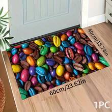 1pc Colorful Coffee Bean Pattern Printed Rug Series, Long Doormat, Indoor Entrance Mat, Bedroom Bedside Mat, Kitchen Mat, Suitable For Living Room, Laundry Room, Bathroom - Multicolor - View 11
