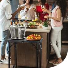 E EASTSTORM - Mesa plegable de metal pequeña de 3 alturas ajustables 60 x 40 x 68 5 cm mesa de picnic portátil resistente para acampar al aire libre jardín patio parrilla barbacoa fiesta 61 cm - Negro con 3 opciones de altura. - Ver 3