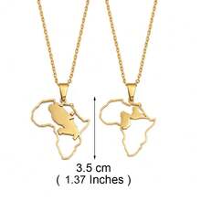 1pc 3.5cm Africa Guadeloupe And Mayotte Map Pendant Necklace, Stainless Steel Jewelry For Women And Girls - Multicolor - View 2