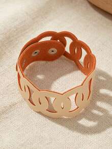 1 pièce Accessoire de bras en cuir avec boucle géométrique creuse, chaîne. Polyvalent pour le trajet et le port quotidien, bracelet à maillons - Multicolore - Voir 13