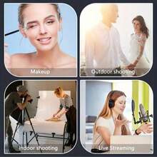 Borriig 1pc 10-Inch Adjustable Tripod LED Ring Light, 3 Color Temperature Modes Dimmable, Suitable For Selfie, Makeup, Live Streaming And Photography - 10-inch Fill Light + Segmented Bracket - View 4