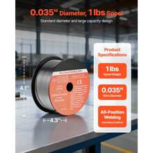 Flux Core MIG Welding Wire, E71T-11 0.035-Inch 1 LBS, Gasless Mild Steel Welding Wire With Low Spatter For All Position Arc Welding, Self-Shielded For Outdoor Use (Pack Of 2 Rolls) - E71T-11 0.035-inch 1 LBS, 2 Rolls - 查看 2