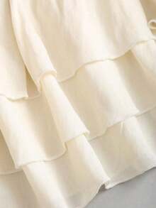 Vestido mini con espalda descubierta, estilo sexy y picante, de cuello halter, adecuado para citas, vacaciones y verano - Albaricoque - Ver 5
