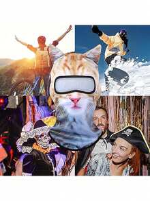 2Pcs/1PC Cat Shiesty Balaclava Sheisty Funny 3D Animal Face With Ears Fuzzy Kitty Hood For Festivals Raves Party Outdoor Activities - Multicolor - View 7