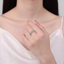 Swaro Anillo de plata pura S925 con moissanita completa para mujer, anillo de banda de forma ovalada, anillo de lujo ligero de alta gama para mujer, estilo ins.Diamante sintético Moissanita, pasa detector de diamantes - moissanita de 2,5 quilates - Ver 5