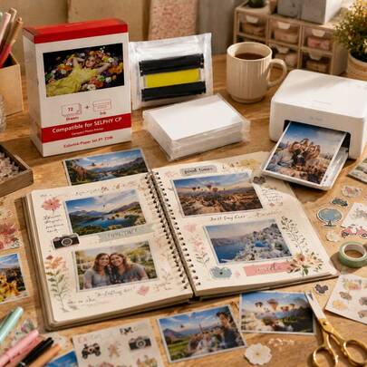 Kit de impresora compacta SELPHY CP con 36 hojas de papel brillante de 4x6 - Perfecto para el hogar y los viajes, proyectos de scrapbooking, álbumes de fotos DIY, cumpleaños, bodas, fotografía de bebés y mascotas, fiestas de vacaciones, recuerdos de vacaciones, regalos personalizados y fotografía de estilo de vida acogedor