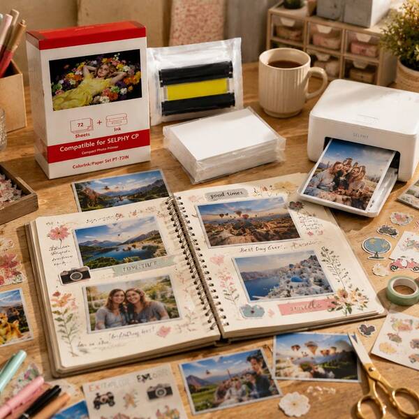 Kit de impresora compacta SELPHY CP con 36 hojas de papel brillante de 4x6 - Perfecto para el hogar y los viajes, proyectos de scrapbooking, álbumes de fotos DIY, cumpleaños, bodas, fotografía de bebés y mascotas, fiestas de vacaciones, recuerdos de vacaciones, regalos personalizados y fotografía de estilo de vida acogedor