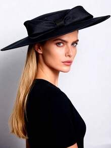 HIMESPORT Elegante tocado de ala ancha para iglesia para mujer, sombrero con lazo grande para ocasiones formales, estilo Kentucky, para dama, boda, novia, cóctel, fiesta de té y vestido, sombrero de copa plana - Multicolor - Ver 18