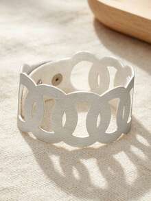 1 pièce Accessoire de bras en cuir avec boucle géométrique creuse, chaîne. Polyvalent pour le trajet et le port quotidien, bracelet à maillons - Multicolore - Voir 14