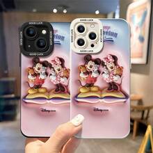 Officially Licensed Disney Mickey Mouse & Minnie Mouse Phone Case, This Protective Phone Case Features Mickey And Minnie Standing On An Open Storybook With Cute Plush Toy Companions, Topped With Raised "Disney" Lettering, Set Against A Gradient Pink‑Blue Soft Embossed Background, Made With Flexible, Durable TPU Material To Protect Against Everyday Scratches, Bumps, And Minor Impacts, Compatible With IPhone 17, 16, 15, 14, 13, 12, 11 Pro Series And Galaxy S22, S23, S24, S25 Models, Ideal For Disney Fans. - màu đen - Xem 4