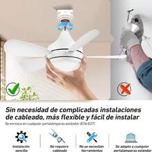 1pc Screw Socket Fan E27 Base, Ceiling Fan With Light And Remote LED Bulb, Tri-Color With Remote Control, Ceiling Fan Replacement Device For Home Bedroom, Living Room, Kitchen, Balcony - White - View 6