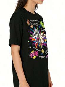 Soft T-Shirt Mexican Basic Illumination Station VBS 2026 Bible School Christian Lights For Women, Summer Clothing - Vintage Urban Style, Unisex, Cotton, Short Sleeve, Round Neck, Loose Fit, New Release Pattern - 黑色 - 查看 4