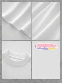 The Iconic Champion Logo In A Pastel Gradient Represents The Union Of Strength And Gentleness, Symbolizing That Victory Is Achieved With Determination And A Touch Of Grace. This Distinctive Detail On The Garment Evokes The Idea Of Overcoming Obstacles With A Positive And Vibrant Attitude, Conveying A Message Of Empowerment And Optimism To The Wearer. The Combination Of Soft Tones Like Lilac, Pink, And Yellow Creates An Atmosphere Of Joy And Freshness, Inviting You To Embrace Each Day With Energy And Confidence. Its Soft And Breathable Texture, Made With High-Quality Materials, Ensures All-Day Comfort. Immerse Yourself In This Sporty Fashion With An Artistic Touch. This Women's T-Shirt With An Inspirational Print Is Ideal For Everyday Wear And Casual Occasions-An Essential Garment That Combines Comfort And Vibrant Style. Perfect For Modern, Active Women. - 白色 - 查看 4