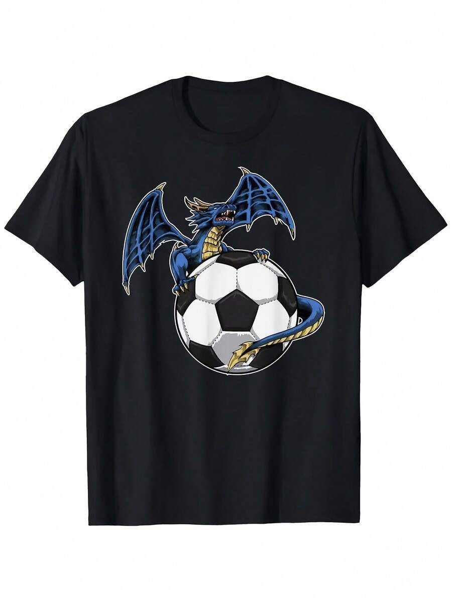Camiseta unisex de manga corta, con un dragón azul jugando con un balón de fútbol, perfecta para hombres, mujeres y...Esta camiseta casual de manga corta es ideal para uso diario, festividades y como top para salidas de mujer. Camiseta con diseño gráfico de , diseño encantador, ropa casual de verano, ropa para climas cálidos, camisetas para mujer, camisetas para hombre, camisetas de hombre, , y2k, spiderman, camiseta del Mundial  2026, regalos para tu novio, retro vintage, camisetas de gimnasio para hombre, spiderman, camiseta del Mundial  2026, regalos para tu novio. - Negro - Ver 1