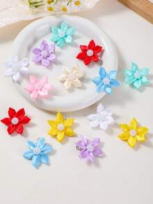 16pcs/Set Colorful Pearl Flower Hair Clips, Hair Accessories For Girls, Beach Travel Photography Decor, DIY Hair Clips For Bangs Back To School - Multicolor - View 2