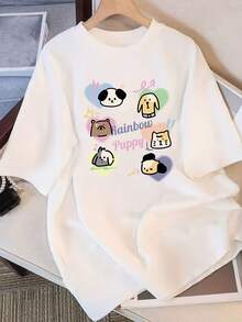 High-Quality Clothing - Women's Casual T-Shirt In Size S, With A Round Neck And Short Sleeves, Made Of Sweat-Wicking, Breathable, And Loose-Fitting Fabric. Features A Printed Design, Making It Suitable For Everyday And Casual Occasions. A Versatile Garment For Women. | Exquisite Design | Loose And Comfortable | Easy To Match | - 白色 - 查看 7