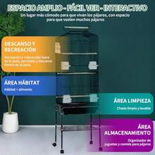 Jaula Grande Metal para Pájaros, Jaulas para Aves con Ruedas y Percha Soporte, Incluye Bebedero de Bandeja, Comedero, Juguetes con Pájaros, para Periquito, Canarios, Medianos - como en la imagen - Ver 7