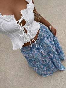 Women's Long Bohemian Print Skirt, Casual For Vacation And Everyday Wear, Spring/Summer - 藍色的 - 查看 4