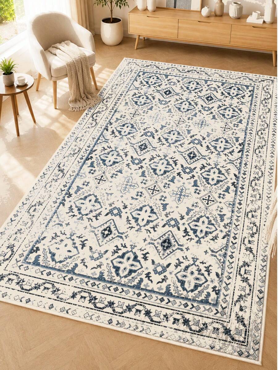 Chilai Home Boho Rug, Runner Rug, Washable Floor Mat For Home Decor, Livingroom Rug, Non-Slip Kitchen Runner Rug, Made In Turkiye 80x200 Cm, 80x300 Cm,100x200 Cm, 120x180 Cm - Blue - View 1