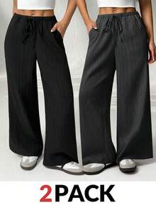 PETITE Pantalones de pierna ancha de unicolor versátiles y casuales - Multicolor 4 - Ver 10