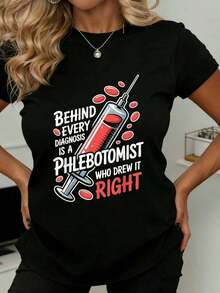 Detrás de cada diagnóstico hay un flebotomista que lo realizó correctamente. Camiseta para profesionales médicos y entusiastas de la extracción de sangre, perfecta para el trabajo o uso casual, adecuada para actividades de ocio y deportivas. - Negro - Ver 7