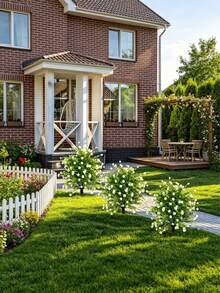 1 Set Artificial Green Plants With Ground Stakes, White Artificial Flowers Outdoor Fake Flowers Plastic UV Resistant Shrubs Greenery Hanging Decor, Suitable For Garden Porch Window Box Farmhouse Outdoor Summer Indoor Decoration, UV Resistant Artificial Camellia Shrubs, Realistic Flower Bouquet, Suitable For Spring Summer Indoor Outdoor Decoration, Home, Hotel, Garden, Wedding And Vacation Scenes, Ground Placement Outdoor Fake Flowers - Multicolor - View 8