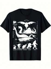 Camiseta de algodón puro de 180 gramos, criptid, bigfoot, mariposa, perro criptid, otros monstruos, criptozoología, camiseta - Negro - Ver 1