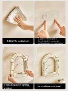 1 pieza Soporte de pared para tapa de olla, organizador de cocina sin necesidad de perforar para tapas de ollas y tablas de cortar - Multicolor - Ver 6