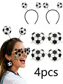 1/2pcs Football Match Headband Set, Football Headband Cheering Prop With Football Glasses Accessory, Sports Headwear For Match Day, Fan Club, Sports Enthusiast, 2026 Gala Night Team Member Party Gift, Photo Prop, Party Supplies - Multicolor - View 9
